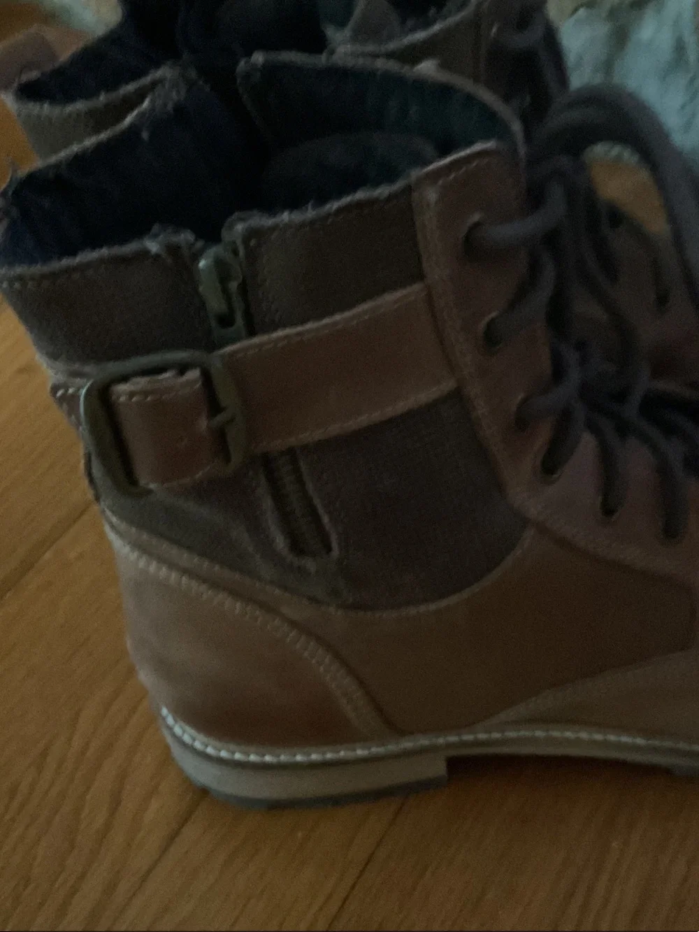Men's Brown Leather Chukka Boots with Lace and Side Zip Detail
